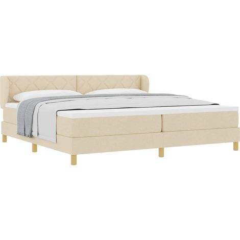 Maison Exclusive - Letto a molle con testiera Crema 200 x 200 cm Tessuto (1/5)