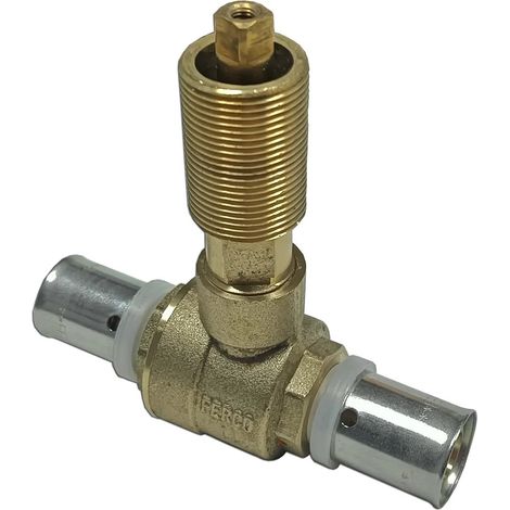 Valvola a sfera in ottone con chiave diritta Duo Press 16 reticolata M12116F
