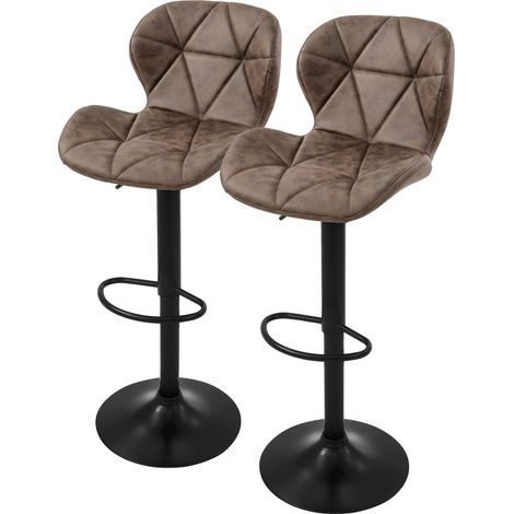 ML-Design Juego de 2x Taburetes de Bar Tapizados en Piel Sintética Marrón Sillas con Respaldo Ergonómico y Reposapiés Asiento Cómodo de Mostrador Regulable en Altura y Giratorio 360° (1/5)
