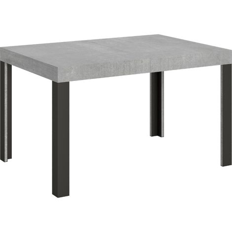 Table extensible bois pieds bois et acier anthracite Liva 4 pieds 130 à 234 cm-Gris ciment-4 pieds-130 à 234 cm (1/5)