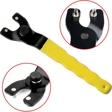 [JAMAIS UTILISÉ] Clé universelle pour meuleuse d'angle à broche réglable, pour Machine à outils de meuleuse à bride, outil de réparation 10-40mm,clé (jaune) (1/4)