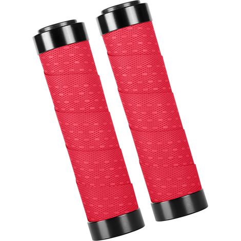 Pack de 2 puños multifuncionales para manillar de bicicleta, elegantes y cómodos, aptos para bicicletas de montaña y plegables - Rojo