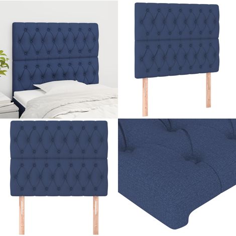 vidaXL Cabecero de cama de tela azul 90x7x118/128 cm (1/5)