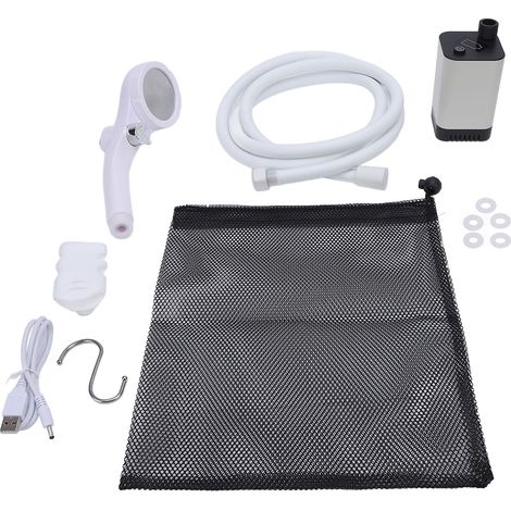 Doccia portatile da campeggio con pompa ricaricabile da 5200 mAh e testina con filtro, ideale per escursioni, viaggi e spiaggia. (1/5)