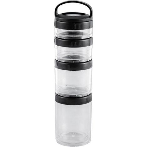 gobelets empilables pour le goûter, pour l'école et les voyages, transparents noirs. (1/5)