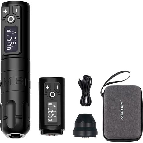 Drahtloser Tattoo-Stift, leistungsstarker bürstenloser Motor, verlängerte Akkulaufzeit, Schwarzes Kit (1/2)