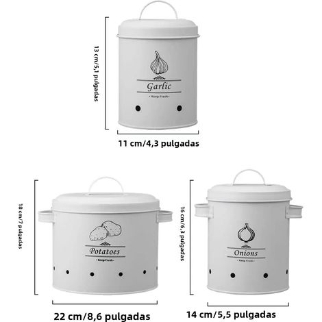 Ensemble de trois paniers de rangement de cuisine (blancs), style moderne, en métal. (1/5)