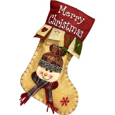 Chaussette de Noël, Grande Chaussette de Noël à suspendre, Sac de Chaussette de Noël pour arbre, Cheminée (1/5)