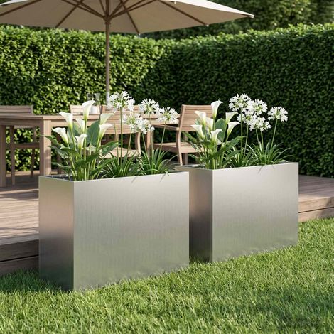 Cache-pot de jardin 2 pc Argenté 60 x 30 x 50 cm (1/5)