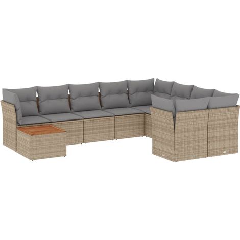 Maison Exclusive - Juego de sofás jardín con cojines beige 10 pza (1/5)