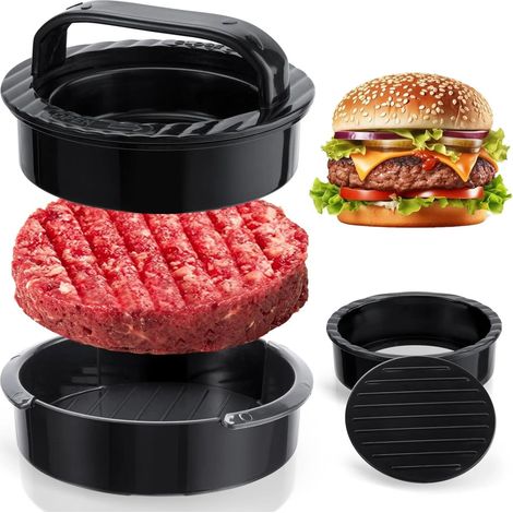 Prensa para Hambúrguer Recheado Antiaderente para Grelha e Churrasco (1/5)