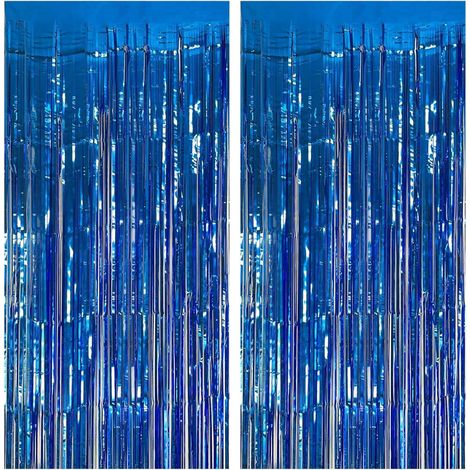 3pcs Rideau à Franges, Papier Aluminium Bleu Foncé, Décoration Fête Anniversaire(Troisième trimestre : septembre) (1/5)