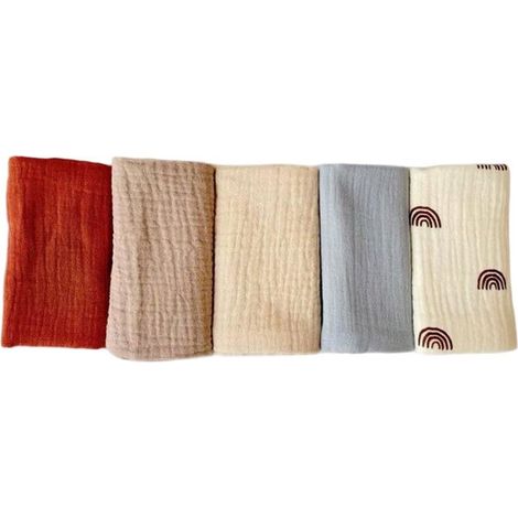 Set di 3 asciugamani viso in mussola per neonati - set di asciugamani per neonati - asciugamani viso e bagno 25 x 25 cm - asciugamani viso riutilizzabili per neonati - 100% cotone - morbidi e traspira (1/5)