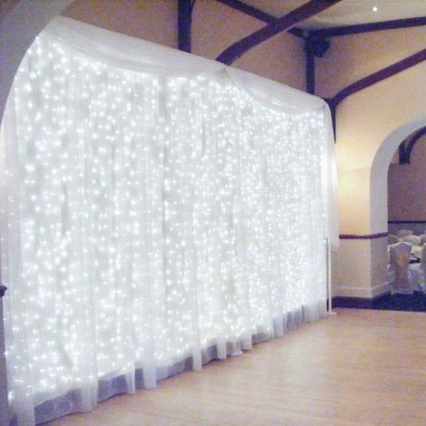 Rideau Lumineux Noël 600 LED 63 m, 8 Modes, Guirlande Rideau Intérieur/Extérieur Connectable pour Jardin, Balcon, Fenêtre, blanc (1/5)