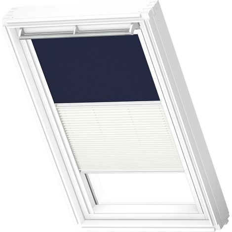 VELUX Original Store Duo Occultant et Tamisant (DFD), Cadre Blanc, CK02 Bleu Foncé