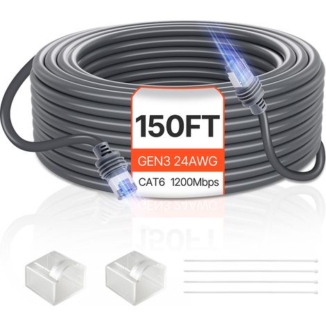 VEVOR Cavo Starlink Gen 3, Nucleo in Rame 24 AWG, Cavo di Prolunga Durevole per Generazione Standard 3, Compatibile con il Satellite Rettangolare Starlink V3, Cablaggio per Camper, 45,72 m