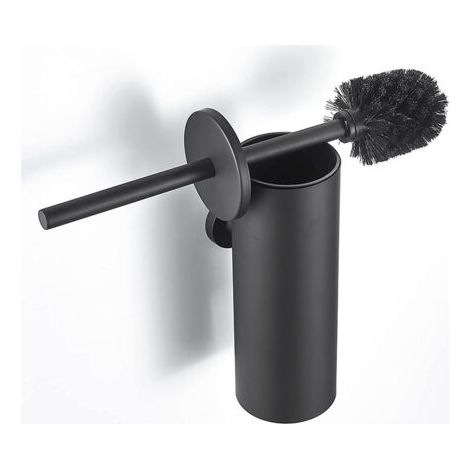 Schwarze Hänge-WC-Bürste mit Bürstenhalter, Badezimmerbesen aus Edelstahl 304 mit langem Stiel (1/4)