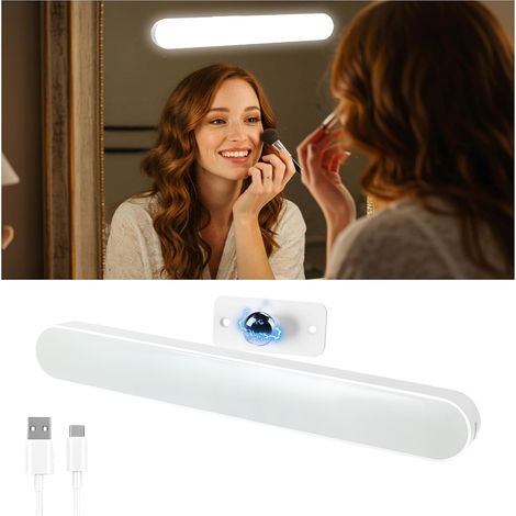 LED Dressing Table Mirror for Mirror, Dimmable Wireless Cabinet Lighting 4000mAh, 360° Swivel Light Sticker Removable and Portable, avec trois températures de couleur, for Cabinets, Miroir (1/5)