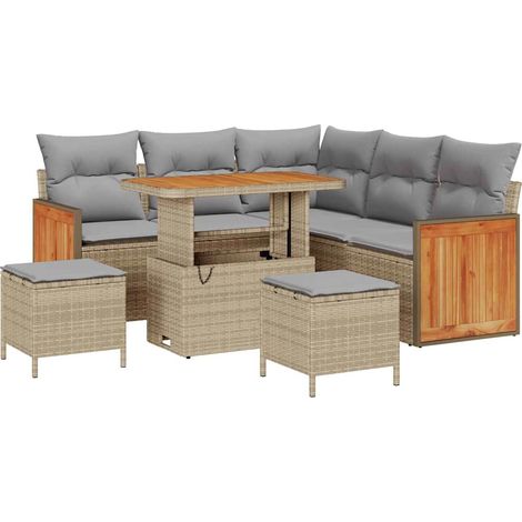 Maison Exclusive - Gartensofa-set mit Kissen 9 pcs Beige und Hell