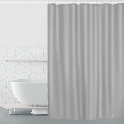 Duschvorhang 180x200cm wasserdicht, schnelltrocknend, Polyester, Hellgrau (1/5)