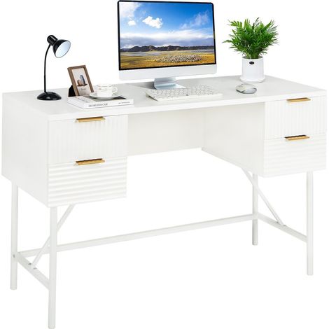 Home Office Desk Computer Desk Study Writing Table PC Workstation W/ 4 Drawers (1/5)