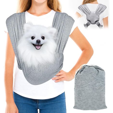 Sac Transport Chien, Sac de Transport pour Chat Jusqu'à 9kg, écharpe de Transport pour Chien avec Bandoulière Réglable, Sac pour Chien pour Les Activités en Plein Air et Les Excursions, Gris (1/5)