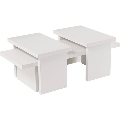 Dmora - Tavolino da salotto Amarantha, Tavolo basso da caffè, Portariviste per divano, Ripiano da soggiorno, 110x45 h42 cm, Bianco (1/5)