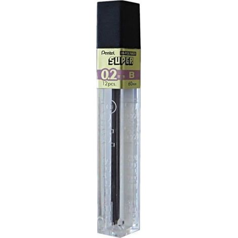 Mine Pour Porte-Mines - 0,2 Mm - Gradation B - Fine - 12 Pièces