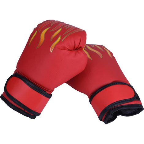 Boxe enfant, combat, muay thaï, sparring, coups de poing, kickboxing, grappling, gants de sac de sable, rouge (1/5)