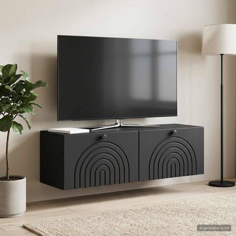 Wandmontierter TV-Schrank Schwarz 98 x 31 x 30 cm Holzwerkstoff (1/5)