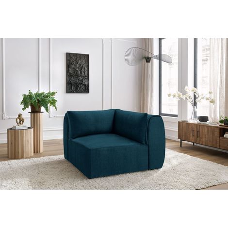 BOBOCHIC - Angle pour canapé modulable JEANNE tissu velours Réversible  Bleu foncé (1/5)