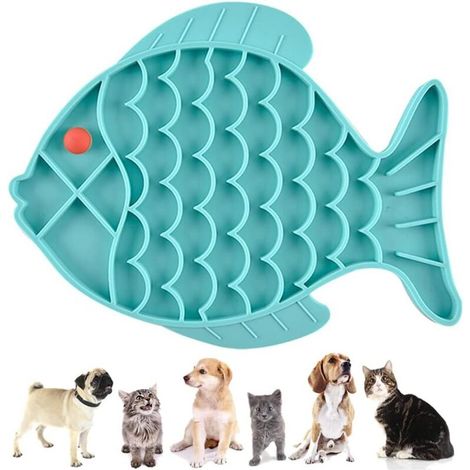 Mangeoire en siliCône en forme de poisson (bleu)-