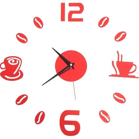 Horloge murale tasse à café, horloge murale acrylique à faire soi-même, élégante et raffinée, idéale pour le salon ou la chambre. (1/4)