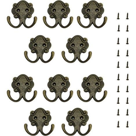 Patères, crochets muraux rétro avec vis, patères, crochets de garde-robe, crochets en alliage de zinc antique vintage pour vêtements salle de bain cu (1/5)