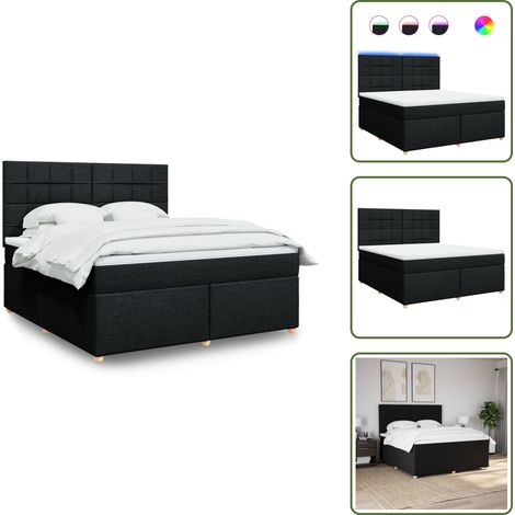 Boxspringbett mit Matratze Schwarz 180x200 cm Stoff - Boxspringbett - Boxspringbetten - Bett - Bettgestell (1/5)