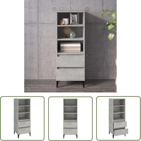 Furniture Limited - Buffet haut Gris béton 40x36x110 cm Bois d'in (1/5)