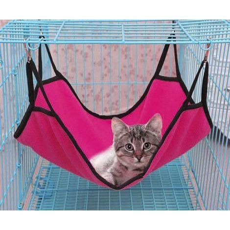 TAISHENGDA-Hamac pour Chat Animal de Compagnie Cage hamac Doux Lit Suspendu Hamac de Cage Confortable pour Chaton Furet Lapin Petits Animaux（rose rouge） (1/5)