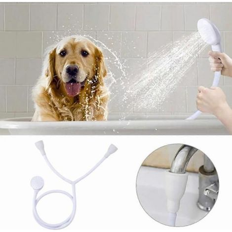 Pommeau De Douche - Tuyau Flexible À Double Poussoir - Pour Baignoire Robinet Standard - Ensemble Nettoyage Animal Et Coiffure - 1 Pièce (1/4)