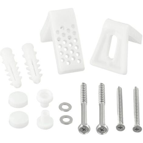 Kit de fixation au sol pour toilettes en forme de L - Pour salle de bain, toilettes, bidet - Supports de fixation pour pieds - Boulons de montage - Vis de salle de bain - Capuchon de réparatio