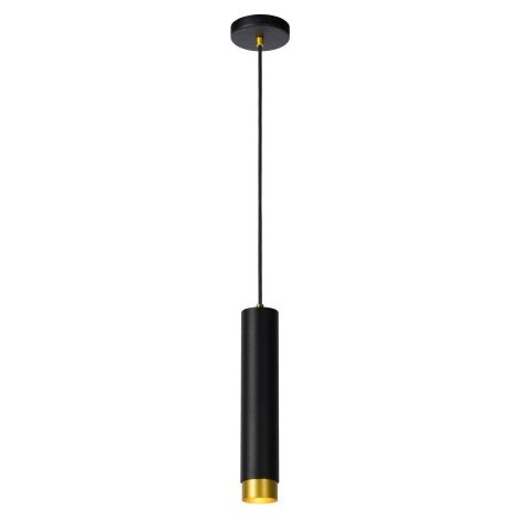 Lampada a sospensione tubo nera oro FLORIS Lucide GU10
