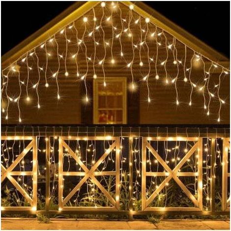 Rideau lumineux extérieur, guirlande lumineuse extérieure 10 M 400 LED, rideau lumineux intérieur étanche IP44 avec 8 modes, adapté pour Noël, fête (blanc chaud) (1/5)