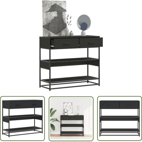 vidaXL Table console noir 90x35x80 cm bois d'ingénierie (1/5)