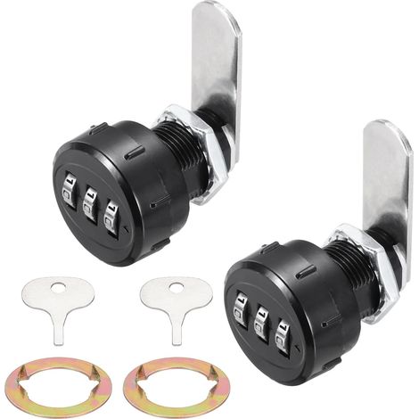 2PCS Serrure À Combinaison Pour Armoire 3/4 Pouce Métallique Noir (1/5)