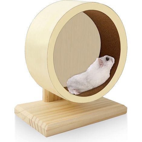 Roue en bois pour hamster, jouet pour hamster, silencieuse, 151518 cm, convient aux petits animaux, couleur bois naturel. (1/5)