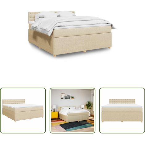 Matelas à ressorts ensachés -  Sommier à lattes de lit avec matelas Crème 180x200 cm Tissu (1/5)