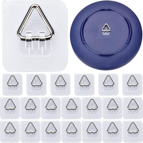Set di 20 supporti adesivi da parete senza chiodi per piatti in porcellana, supporto espositivo color argento