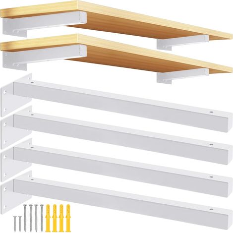 4 Pack 12 Inch Shelf Brackets   Heavy Duty Metal Wall Mounted Floating Shelf Bracket, Industrial Decorative with Screws, White (1/5)