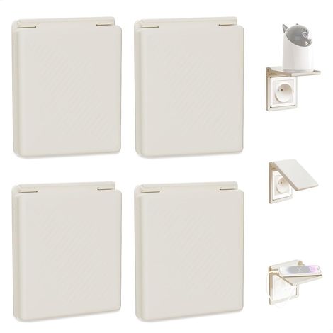 4 Pièces Cache Prise, 2 en 1 Cache Interrupteur Mural, Type 86 Réversible Cache Prise Murale Étanche, Autocollant Cache Interrupteur pour Salle de Bain, Chambres, Cuisine, Extérieur, Blanc (1/5)