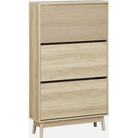 Zapatero de madera de nogal con 3 cajones estilo clásico (1/5)