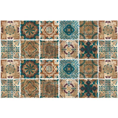 Carrelage Adhésif 20x20 Style Industriel Credence Adhesive pour Cuisine Brique,24 Pcs Stickers Muraux Salle de Bains Cuisine Carrelage Adhesif Mural avec Motifs de Carrelage Dalle Pvc Adhesive Murale (1/5)